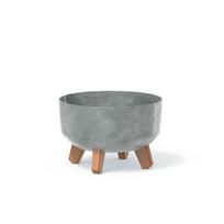 Plastikinis kambarinis vazonas GRACIA LOW BETON EFFECT, ant kojelių, pilkos sp., vazono skersmuo 23,