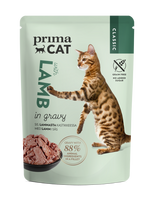 Konservuotas kačių ėdalas PRIMACAT Classics, ėriena padaže, 85g