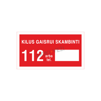 Informacinis ženklas, ugniagiesių iškvietimas, 100 x 180 mm, lipdukas