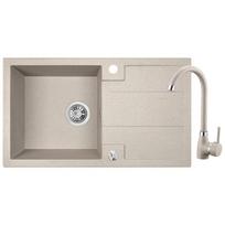 Plautuvės komplektas ODUS Od-305, 76 x 44 x 19,4 cm, akmens masės, smėlio spalvos, komplekte maišytu