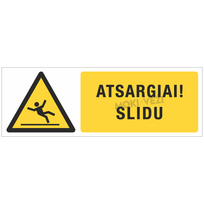 Informacinis ženklas, atsargiai-slidu, 100 x 300 mm, lipdukas