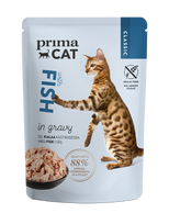 Konservuotas kačių ėdalas PRIMACAT Classics, žuvis padaže, 85g