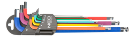 Šešiakampių raktų rinkinys su apvalia galvute NEO S2, 09-512, 1,5-10,0 mm, 9 vnt.