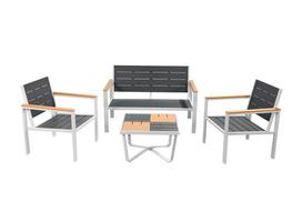Lauko baldų komplektas NOVELLY HOME, polivudas ir plienas, stalas 16,2 x 16,2 x 138 cm, 2 krėslai 62