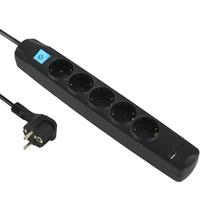 Ilgiklis ELECTRALINE, 5 lizd., 1,5m, su įž., su jungikliu, 3x1, juodos sp., 1xUSB-A, 1xUSB-C, 62167