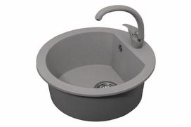 Plautuvės komplektas ODUS Laguna Od-324, 510 x 510 x 205 mm, akmens masės, pilkos spalvos, komplekte