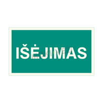 Informacinis ženklas, išėjimas, 130 x 230 mm, lipdukas, švytintis