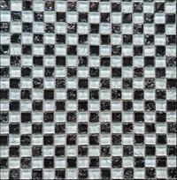 Stiklo mozaika MONA MOSAICS Hp6008, 300 x 300 x 6 mm, 15 vnt./dėž., spl. balta/juoda