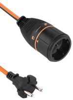 Ilgiklis ELECTRALINE Electralock, 1 lizd., 20m, be įž., be jungiklio, 2x1,5, juodai oranžinės sp., s