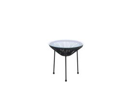 Stalas NOVELLY HOME SC-093TB, apvalus, grūdintas stiklas, plienas, sintetinis ratanas, juodas, matme
