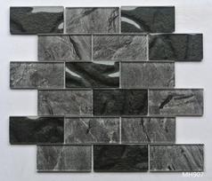 Stiklo mozaika MONA MOSAICS Td907, 300 x 300 x 8 mm, 11 vnt./dėž., spl. juoda/tamsiai pilkas marmura