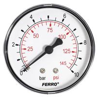 Ašinis manometras FERRO, 10 barų, 63 mm, 1/4", M6310A
