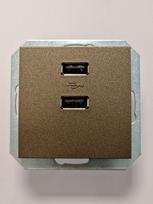 Kištukinis lizdas VILMA Qr1000 Usb-3, 4A-02, 2xUSB, įleidžiamas, mocha spalvos, 5V DC 3,4 A