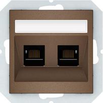 Kompiuterio lizdas VILMA Qr1000 Klrj45-26E2-02, 2 x RJ45, įleidžiamas, 6 kategorijos, mocha sp.