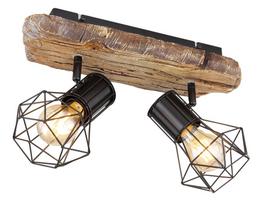 Kryptinis šviestuvas GLOBO Priska, E27, 2 x 60W, 230V, metalinis, su medžiu, juodos sp., 120 x 230 x