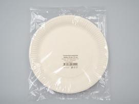 Vienkartinės lėkštės ECO GO 15, baltos sp., popierinės, 15 vnt., skersmuo 23 cm