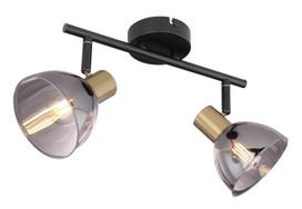 Kryptinis šviestuvas GLOBO Jay, E14, 2 x 25W, 230V, matinio žalvario / juodo metalo spalvos, dūmų sp