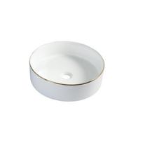 Praustuvas SEPIO Ronda 23B, 400 x 400 x 120 mm, pastatomas, keramika, baltas/auksinė juosta