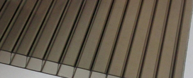 Polikarbonato plokštė dvisienė, kamerinė, matmenys 4 x 1050 x 2000 mm, bronzos spalvos