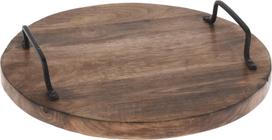 Pjaustymo lentelė su metalinėmis rankenomis, medinė, apvali, skersmuo 30 cm