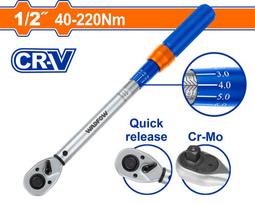 Dinamometrinis raktas WADFOW, Cr-V+Cr-Mo, 1/2", 40-220 N.m, 430 mm, WWQ1D12