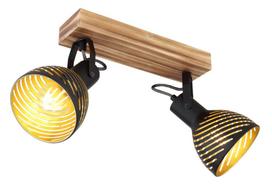 Kryptinis šviestuvas GLOBO Lenna, E27, 2 x 40W, 230V, juodos matinės sp. metalas, tamsiai rudas medi