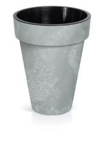 Plastikinis lauko vazonas CUBE SLIM, pilkos spalvos, vazono skersmuo 46 cm.