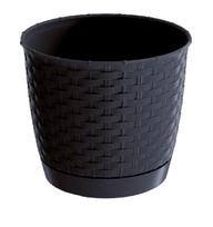 Plastikinis lauko vazonas RATOLLA, su padėklu, juodos sp., vazono skersmuo 25 cm.
