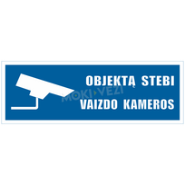 Informacinis ženklas, objektą stebi vaizdo kameros, 100 x 300 mm, lipdukas