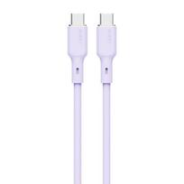Įkrovimo laidas AUKEY Lavender, USB-C į USB-C, minkštas kabelis, ilgis 1m, 100W, USB2.0, baltos sp.,