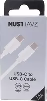Įkrovimo laidas MUSTHAVZ Easy to Go, USB-C į USB-C laidas, 1 m, baltos sp., MHESCAB602WHT