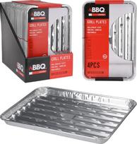 Grilio padėklas BBQ, aliumininis, 34 x 23 x 2,5 cm., 4 vnt.