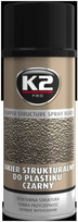 Automobiliniai dažai K2 Bumper, struktūriniai, juodi, plastikui, 400 ml