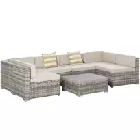Sodo baldų komplektas NOVELLY HOME Garda YHL-1100, 3 dalių kampinė sofa, stalas su stiklu, pilkas ra