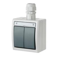 Jungiklis EPN Aquant, 2 klavišų, paviršinis, IP65, 10A/250V, pilkos sp., 1202-65