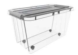 Daiktadėžė PLAST TEAM Pro Box, su dangčiu ir ratukais, skaidri, 39,5 x 39 x 72,5 cm, 70 l