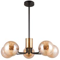 Pakabinamas šviestuvas G.LUX Gt-380-5-Bl Amber, 5 X E27, 600 mm skersmens, juodos/žalvario/gintaro s