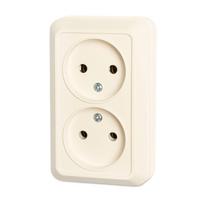 Kištukinis lizdas ORRO MZ-14, 2 vietų, paviršinis, be įž., kreminės sp., 16A 250 V, A550320015