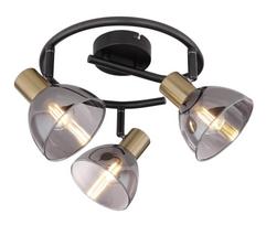 Kryptinis šviestuvas GLOBO Jay, E14, 3 x 25W, 230V, matinio žalvario / juodo metalo spalvos, dūmų sp