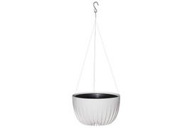 Plastikinis lauko vazonas 4Living Mira, pakabinamas, baltos sp., 24 x 24 x 14 cm.