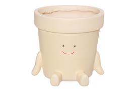 Kambarinis keraminis vazonas 4Living Smiley, sėdintis, smėlinės sp., 10 x 10 x 9 cm.