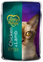 Konservuotas kačių ėdalas LOVELY HUNTER, kačiukams su vištiena ir ėriena, maišelyje, 85g