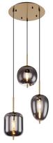 Pakabinamas šviestuvas GLOBO Blacky I, E14, 3 x 40W, 230V, žalvario sp. metalas, dūmų sp. stiklas, 4