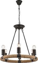 Pakabinamas šviestuvas GLOBO Ulleu, E27, 6 x 40W, 230V, juodas metalas, kanapė, 500 x 1260 mm, 69029