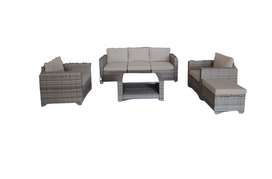 Sodo baldų komplektas NOVELLY HOME Terrace YH-1099_1, 3 dalių sofa, pufas, 2 foteliai, stalas, pilka