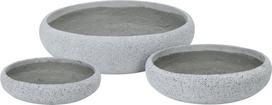 Lauko vazonas, cementinis, plokščias, pilkos sp., 33 x 33 x 9 cm.