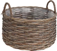 Lauko vazonas, pintas, su rankenomis, tamsiai rudos sp., 33 x 33 x 24 cm.