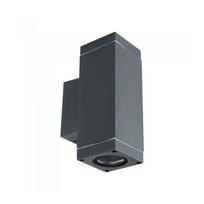 Lauko šviestuvas V-TAC Vt-842, 2 x 20W 220-240V, E27, IP44, sieninis, juodos sp., aliumininis, kvadr