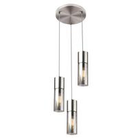 Pakabinamas šviestuvas GLOBO Annika, E27, 3 x 25W, 230V, matinio nikelio sp. metalas, stiklas, tekst