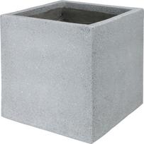 Lauko vazonas, cementinis, kvadratinis, pilkos sp., 40 x 40 x 40 cm.